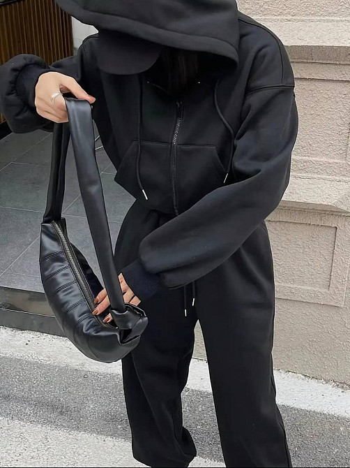 Жіночий теплий базовий костюм двійка: зіп худі+джогери трьохнитка на флісі Одеса - фото 2