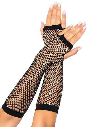 Митенки Leg Avenue Rhinestone Fishnet Arm Warmers Black Sex Aura Киев