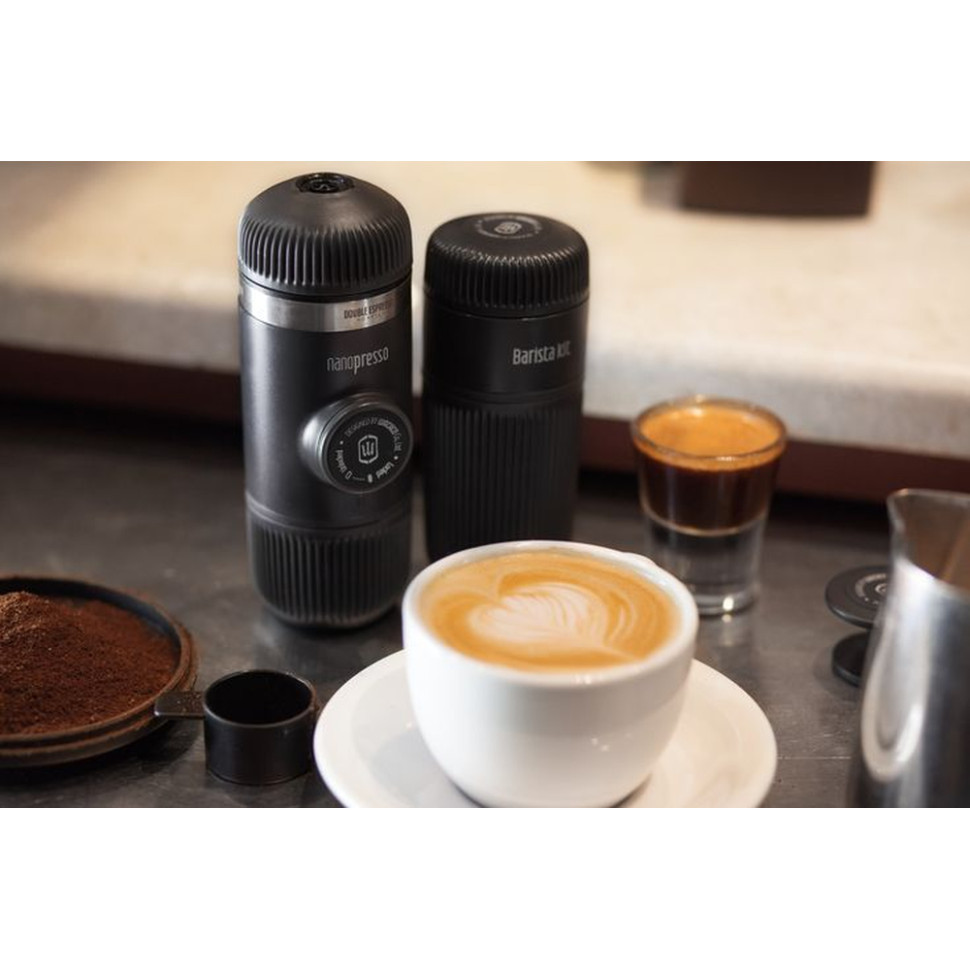 Портативна еспресо-кавоварка Wacaco Nanopresso сіра з чохлом, механічна, для меленої кави Киев - изображение 9