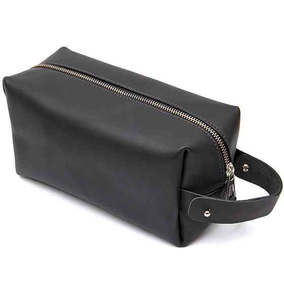 Мужской матовый кожаный несессер GRANDE PELLE 11508 Черный Киев