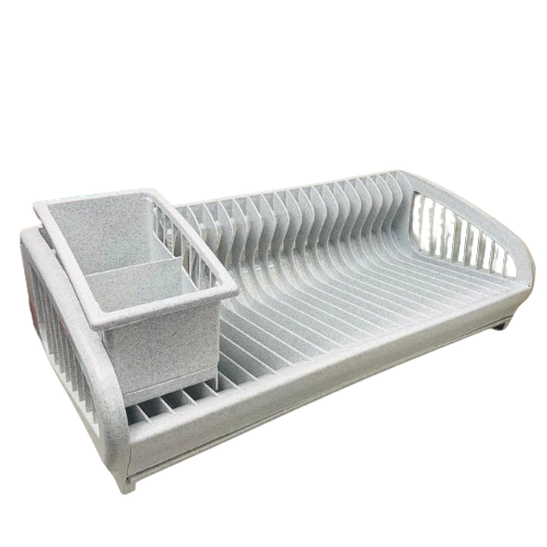 Сушарка для посуду + підставка для ст.приладів 2в1 пластик білий мармур 191-12 Ламела Житомир