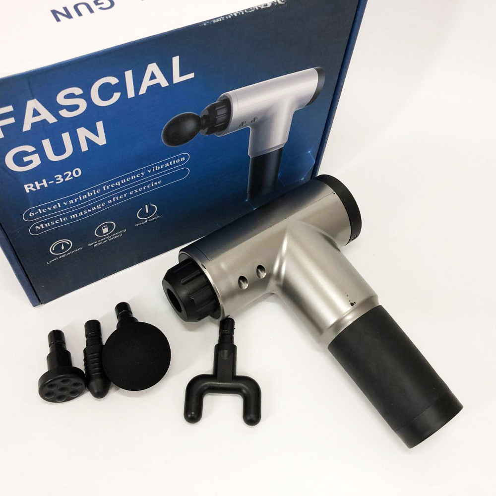 Аккумуляторный массажер для икр Fascial Gun KH-320, Массажер мышечный с разными насадками YU-16 Львов - изображение 13