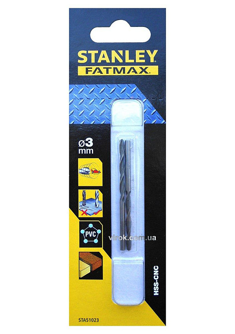 Сверло универсальное скоростное STANLEY : Ø= 3 мм. HSS-CNC. l= 61/33 мм (метал/дерево/пластик) Одесса - изображение 1