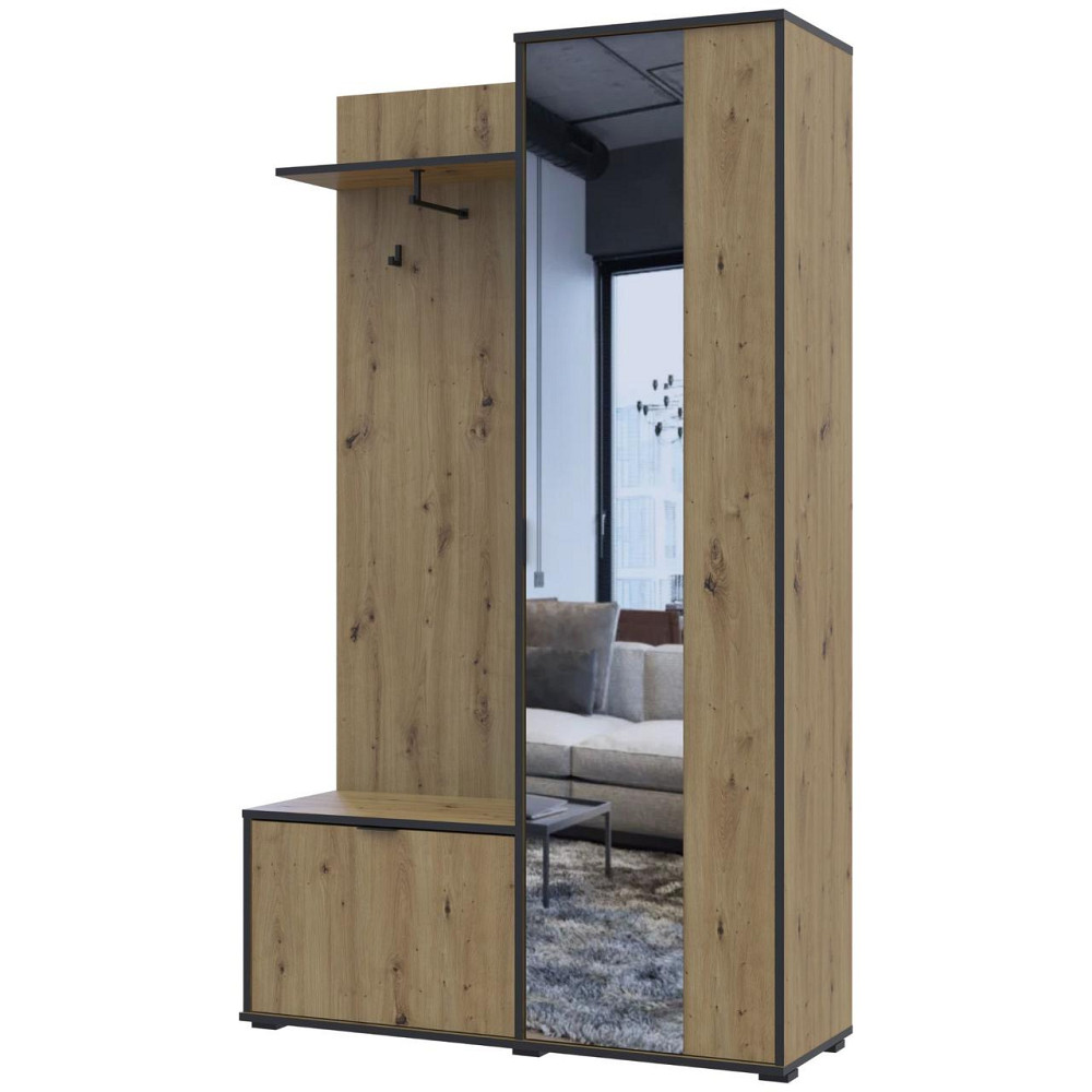 Прихожая с зеркалом Doros Дора 113,5х40х192 см Дуб артизан (DRS-011340) Днепр - изображение 5