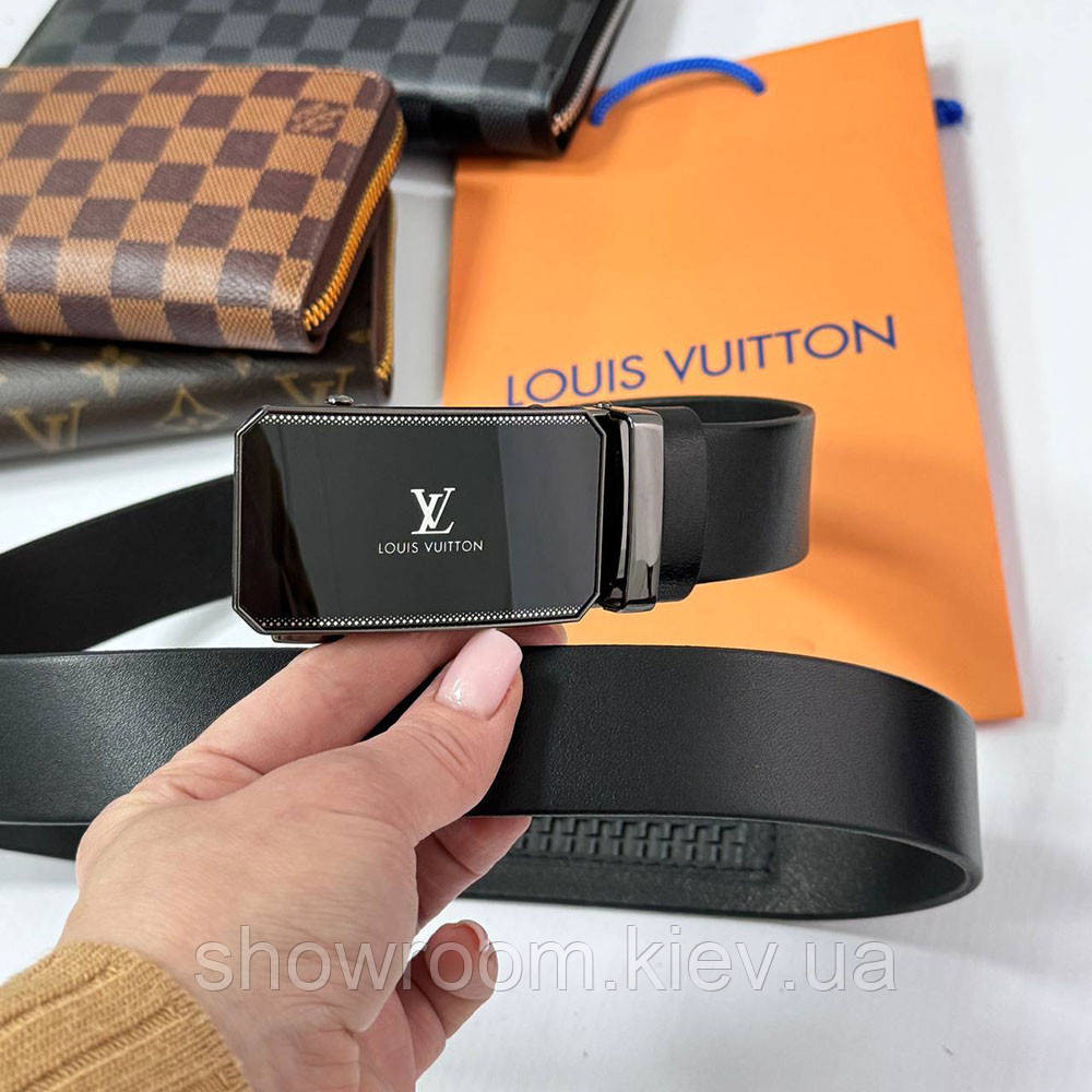Мужской кожаный ремень автомат LV (7112) Киев - изображение 7