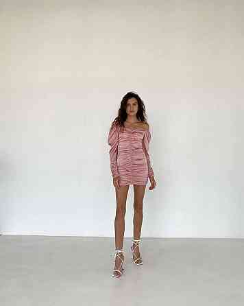 Жіноча елегантна романтична мініплаття шовк армані Пудра, 44/46 Одеса