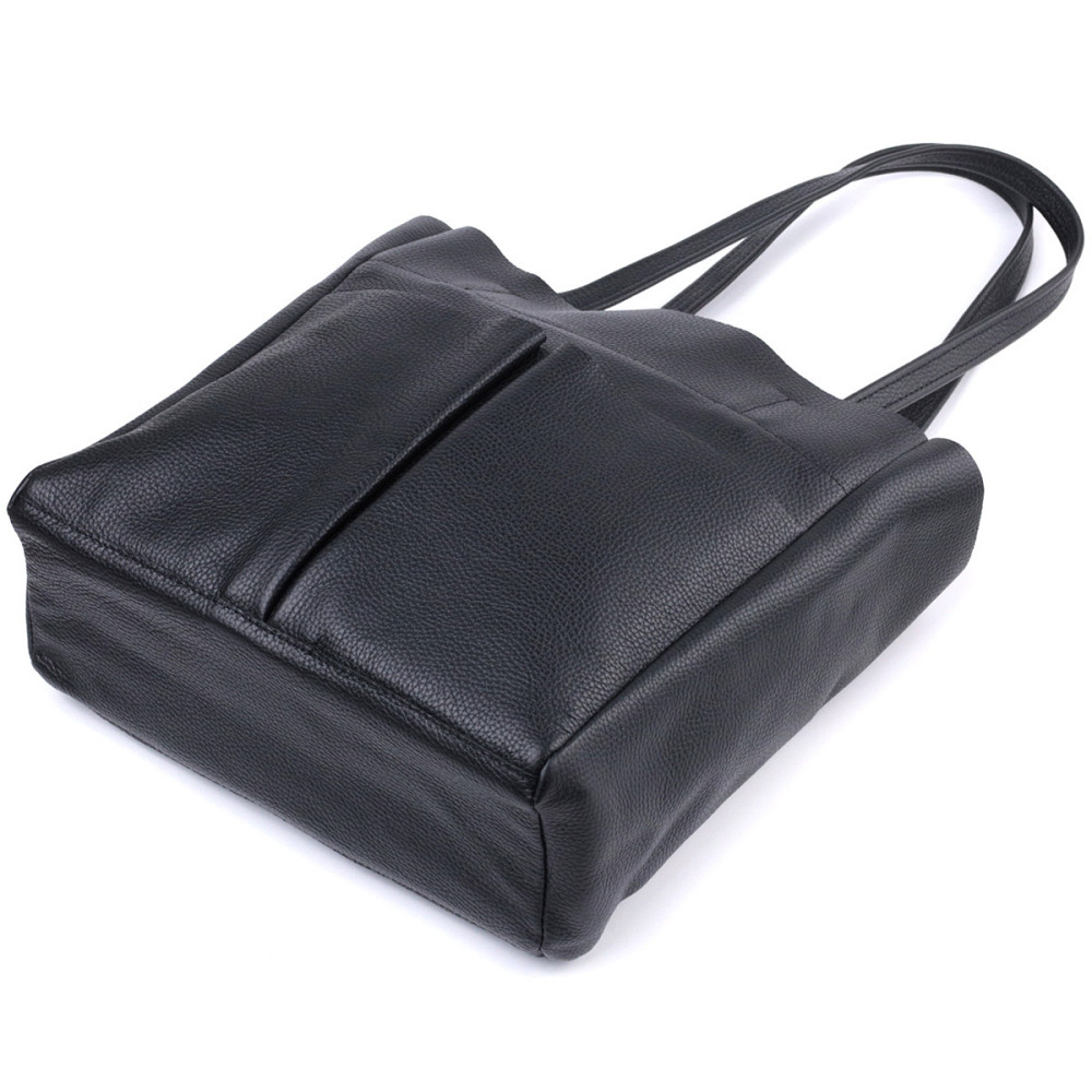 Зручна сумка-шоппер із натуральної шкіри Shvigel 22845 Чорна Київ - фото 6