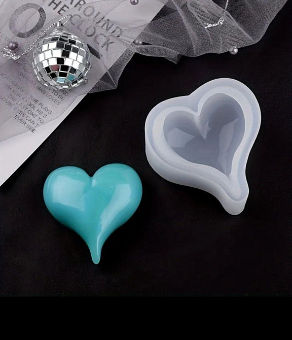 Молд силиконовый Сердце 67 на 75 мм серый Киев - изображение 9