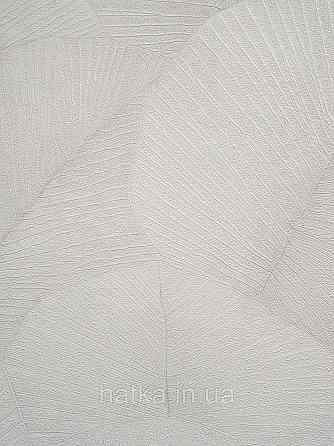 Обои виниловые на флизелине Marburg Kumano 1.06х10 листья белые с серебристым 3д лофт 34557 Киев