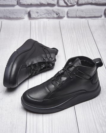 Чоловічі стильні черевики з натуральної шкіри ДЕМИ 999 черная кожа байка Харків