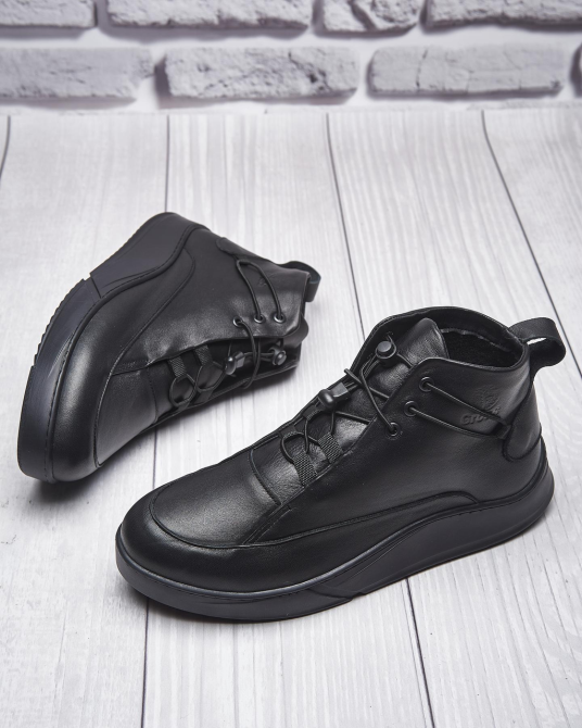 Чоловічі стильні черевики з натуральної шкіри ДЕМИ 999 черная кожа байка Харків - фото 2