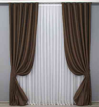Комплект готовых штор VR-Textil Блэкаут Midnight № 1677ш Коричневый 100х290 см 2 шт (31-052) Киев