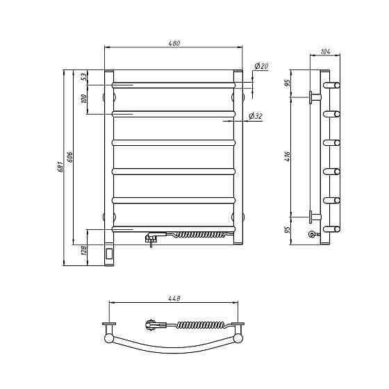 Рушникосушка електрична NAVIN Камелія 480х600 Sensor права з таймером, чорний муар Київ