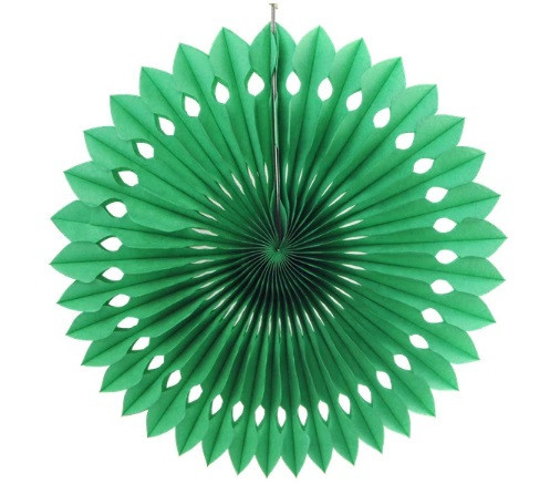 Бумажный веер декоративный 20 см зеленый Киев - изображение 1