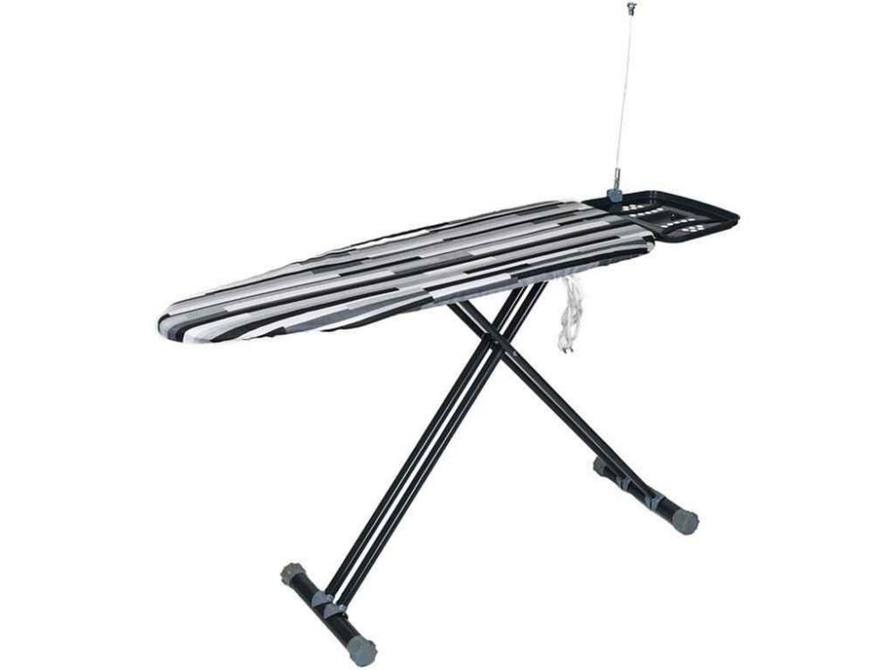 Дошка прасувальна GLIDE-X 43*125см моноблок з розеткою та тримачем дроту праски смуги чорно-сірі ТМ EUROHOME Киев - изображение 1