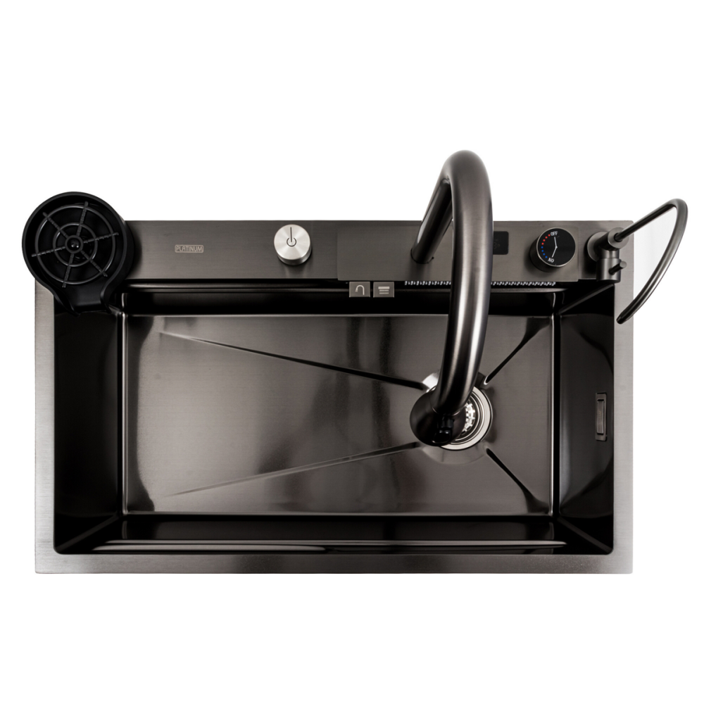 PLATINUM Кухонна мийка 75*45G чорна Platinum Handmade "Водоспад" Коломия - фото 10