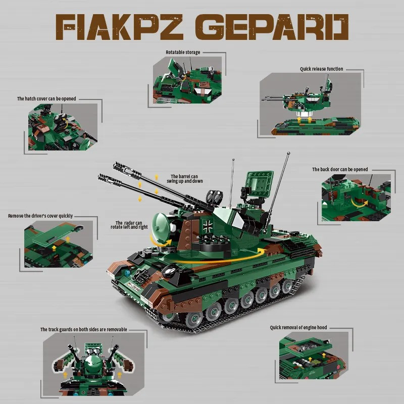 Конструктор детский танк Flakpz Gepard игровой.Военная зенитная установка на 1352 деталей Каменец-Подольский - изображение 3