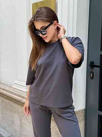 Спортивный костюм женский футболка и штаны джогеры Графитовый M-L Харьков