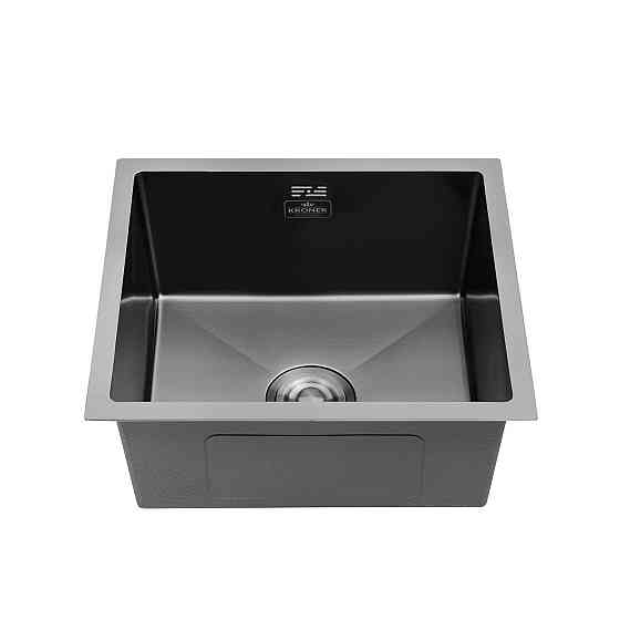 Кухонная мойка Kroner KRP Schwarze - 4843HM PVD (3/1 мм)с корзиной черная Киев