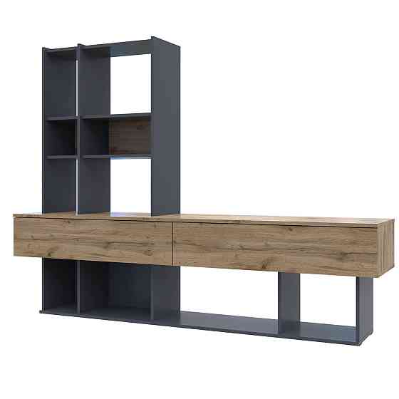 Стінка у вітальню Doros Нота 195х42х147 см Графіт/Дуб евок (DRS-011334) Дніпро