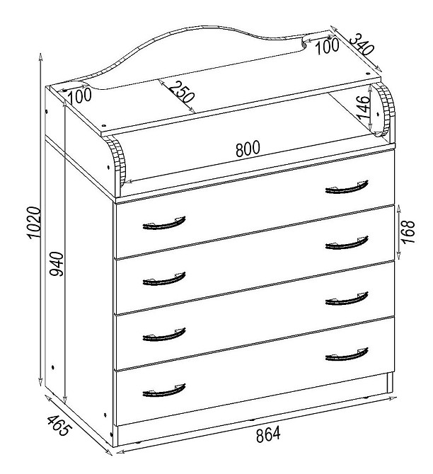 Комод пеленальний №1, Дуб Конкордія, 864/465/1020 Львів - фото 3