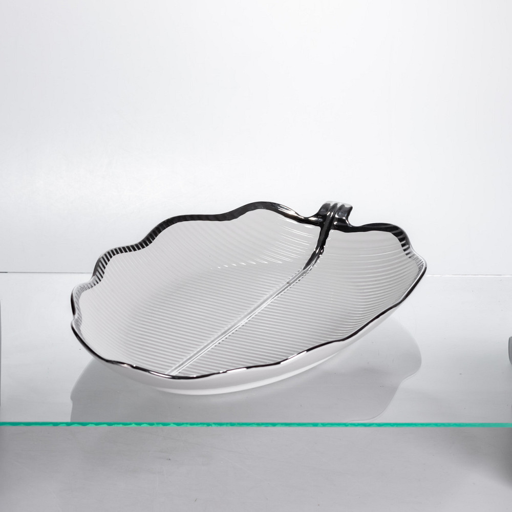 Порцелянова менажниця «Листок» з чорним обідком 2 секції 35,5 см ML6046 Коломыя - изображение 3