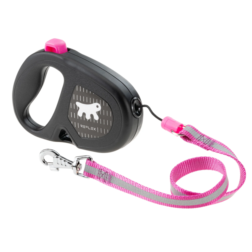 Поводок - рулетка для собак с шнуром Ferplast Flippy One Reflex Cord (Ферпласт Флиппи Ван) 16 х 3.4 х 11 см - 5 м/до 20 кг - М, Фуксия Запорожье - изображение 1