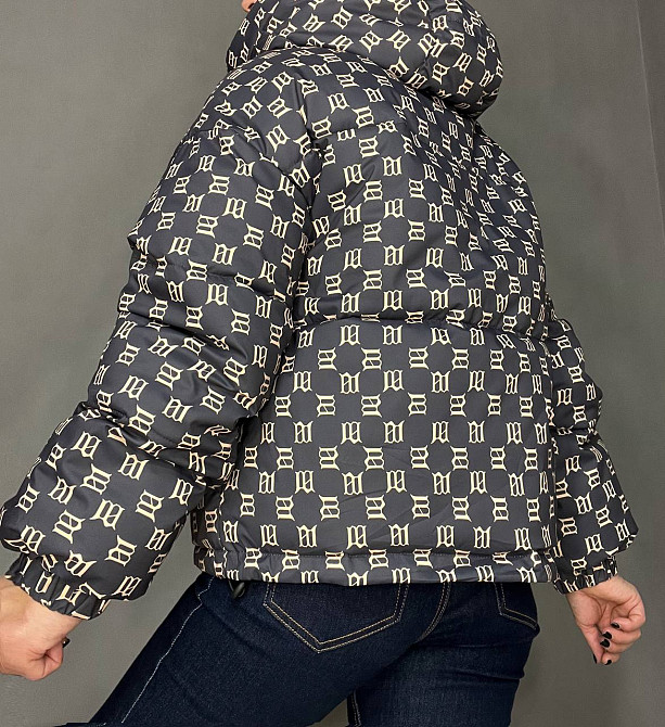 Куртка жіноча оверсайз демісезонна HAIZIYUAN 192 з капюшоном візерунок літери m графіт, графіт, L Київ - фото 19