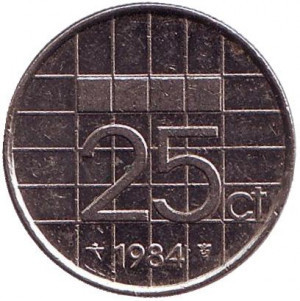 Монета 25 центов. 1984 год, Нидерланды. Полтава - изображение 1