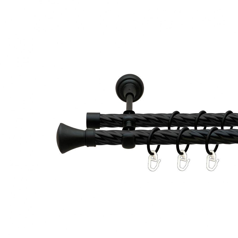 Карниз Orvit Люксор металевий дворядний відкритий скручена труба кільце металеве Чорний Оксамит 19\19 мм 200 см (00-00007028) Львів - фото 1