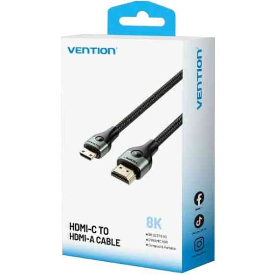 Кабель HDMI M - Mini M 2.0 м, V2.1 8K 60Гц Aluminum Alloy Type, Green Vention Винница