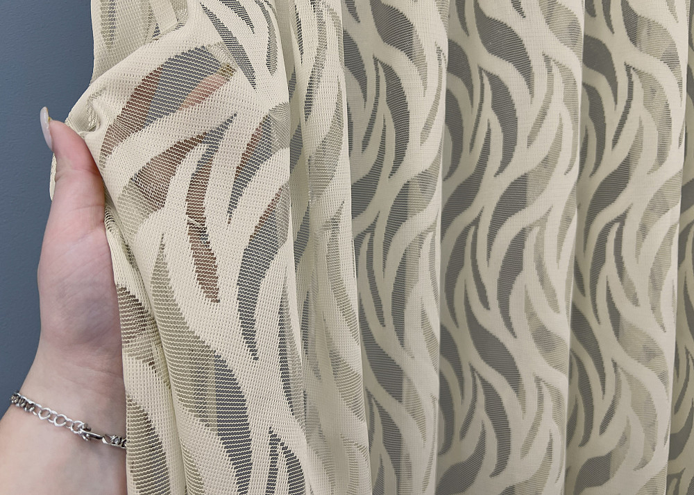 Тюль VR-Textil 1998т Жакард Бежевий 400х270 см (42-1018) Київ - фото 4