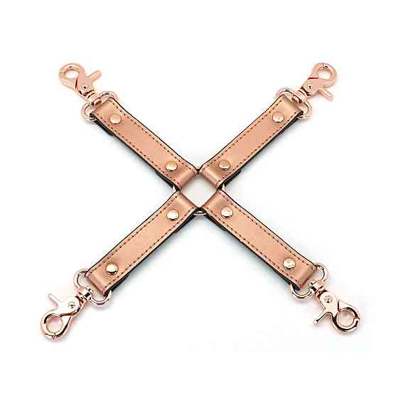 Хрестовина для фіксації Liebe Seele Rose Gold Memory Hog Tie, натуральна шкіра, рожеве золото Sex Aura Київ