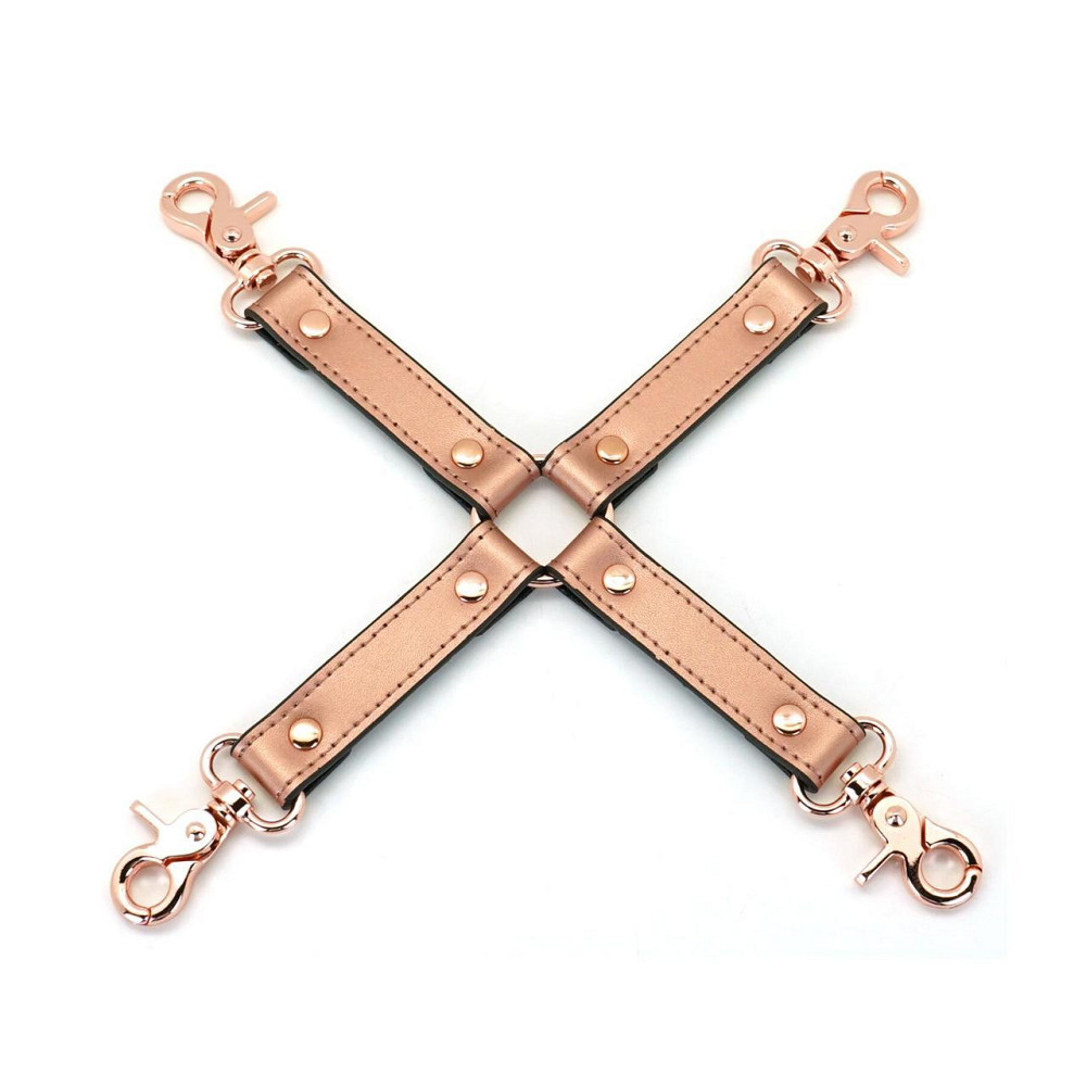 Хрестовина для фіксації Liebe Seele Rose Gold Memory Hog Tie, натуральна шкіра, рожеве золото Sex Aura Київ - фото 1