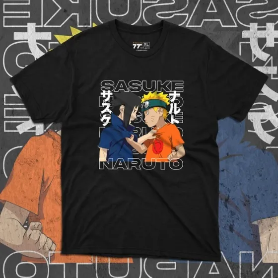 Футболка мужская с принтом Наруто Саске і Наруто Размер 48 Anime0315 Днепр
