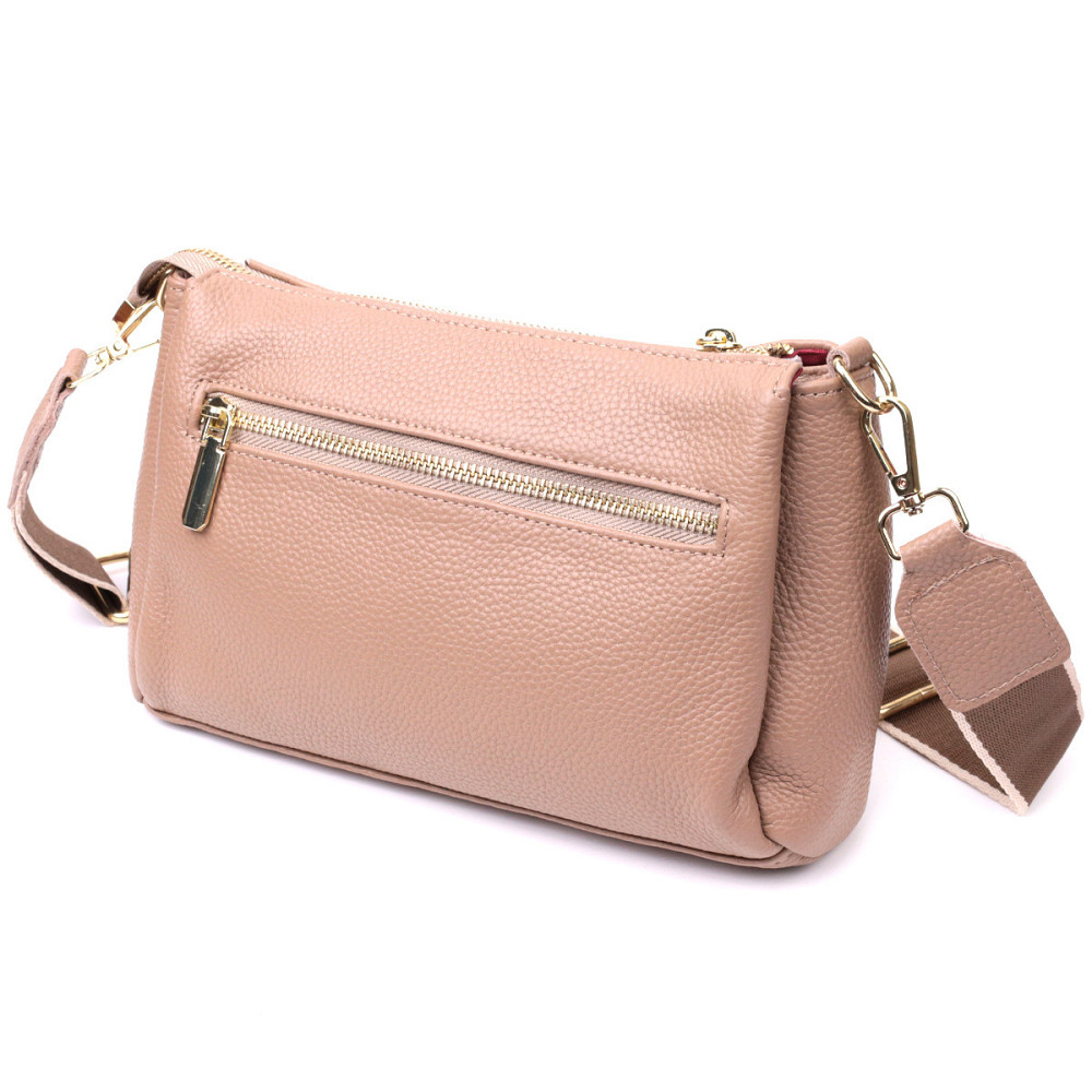 Оригинальная сумка через плече из натуральной кожи Vintage 22289 Бежевая Киев - изображение 2