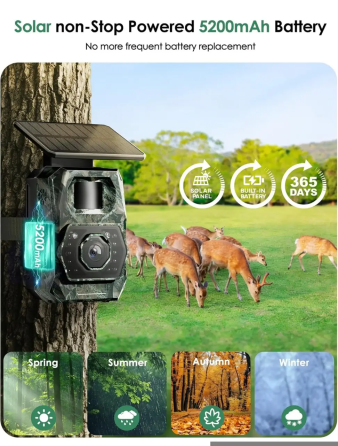 Камера-фотопастка Solar Trail Camera Wi-Fi 6, 48 МП, 1296P, нічне бачення, сонячна панель, акумулятор 5200 мАг, IP66 Київ