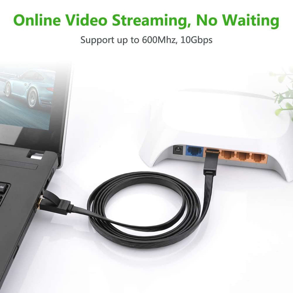 Патч-корд Ugreen NW106 прямий U/FTP (STP) мережевий кабель Ethernet Cat7 11260 (Чорний, 1м, Плоский) Миколаїв - фото 6