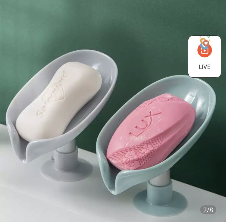 Мыльница для ванной на присоске, мыльница со сливом для воды, голубая, размер 9*11 см Киев - изображение 4