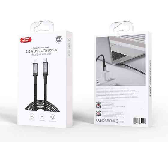 Кабель XO NBQ264A High Power Braided Type-C to Type-C - 240W - 2m Black (7102293) Київ