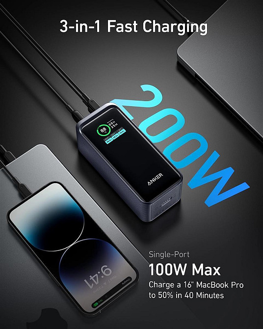 Універсальна мобільна батарея Anker Prime 20000 mAh 200 W Black (A1336011) ( 17330 ) Харьков - изображение 10