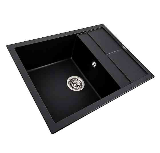 VALESO Комплект: Мийка 6550 LOTOS чорна + Змішувач BG77 чорний + Сифон 1041 Киев