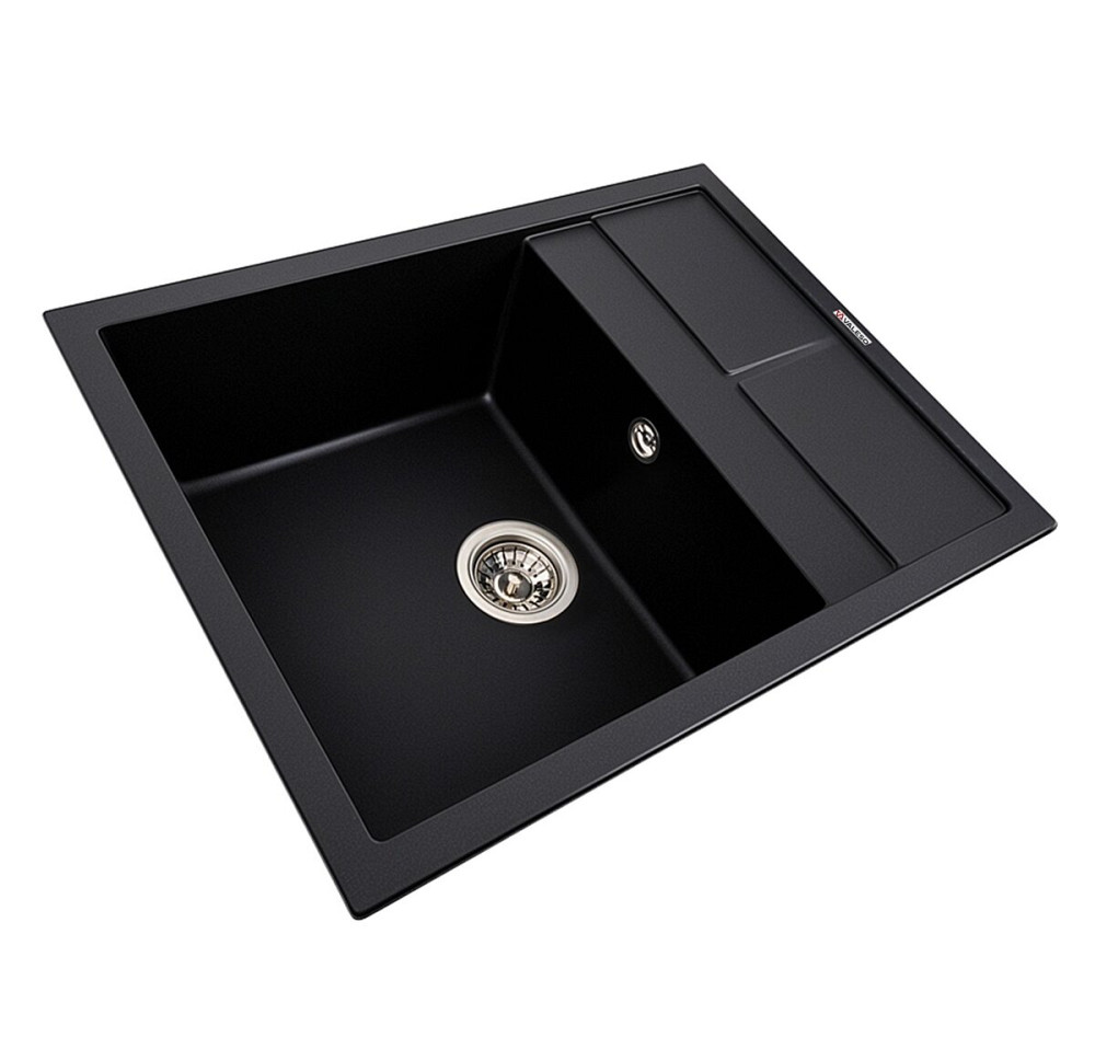 VALESO Комплект: Мийка 6550 LOTOS чорна + Змішувач BG77 чорний + Сифон 1041 Киев - изображение 3