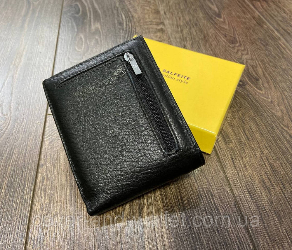 Мужское кожаное портмоне без застежки черного цвета F Salfeite 387-207Е-1 Киев - изображение 8