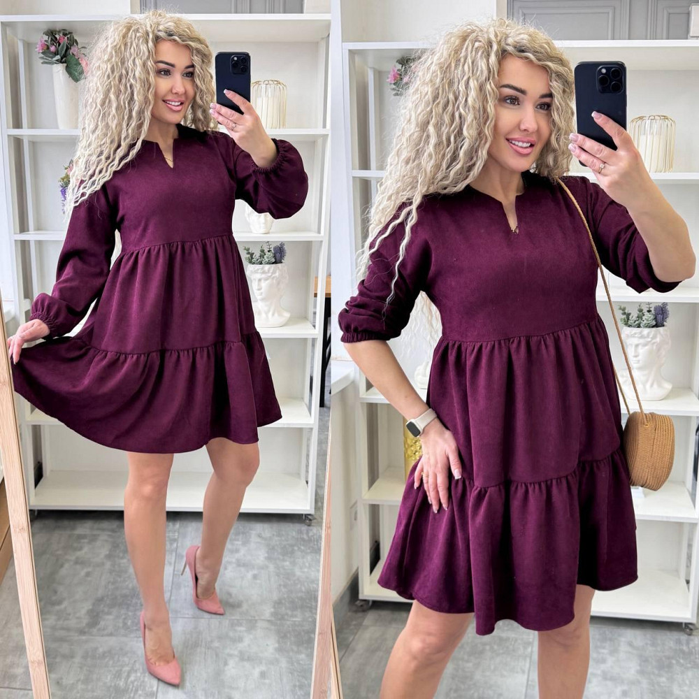 Жіноче базове повсякденне плаття мікровельвет Марсала, 50/52 Одеса - фото 1