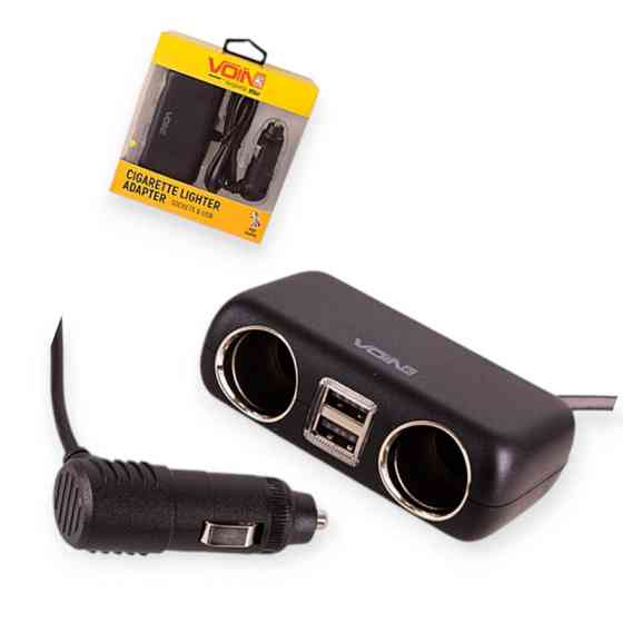 Разветвитель прикур. 2 вых. 10А, 120Вт, USB 2.4А, провод 0,87м, Евро Мукачево