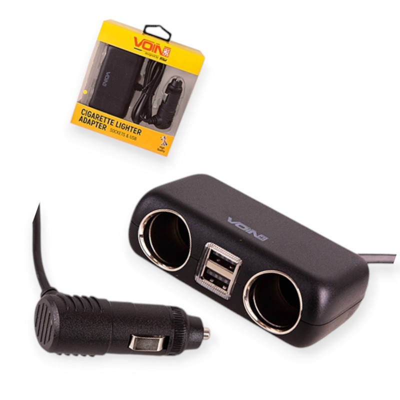 Разветвитель прикур. 2 вых. 10А, 120Вт, USB 2.4А, провод 0,87м, Евро Мукачево - изображение 1