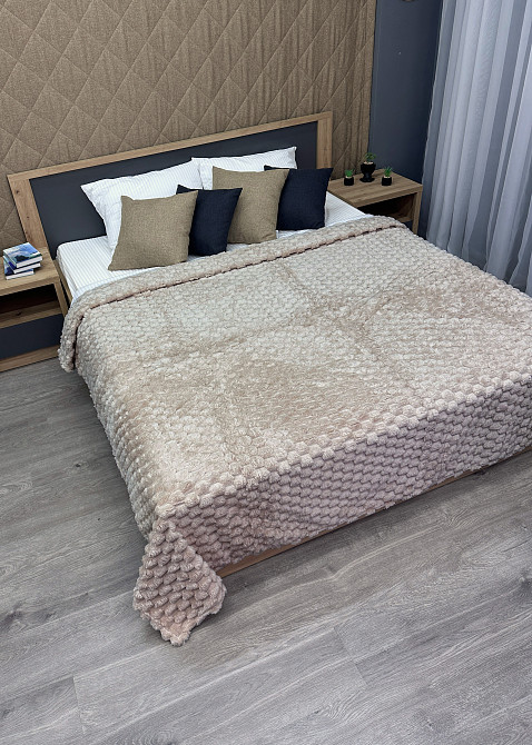 Плед-покривало 210х210 см (+-5см) Соти Світло-бежевий (87-204) Київ - фото 4