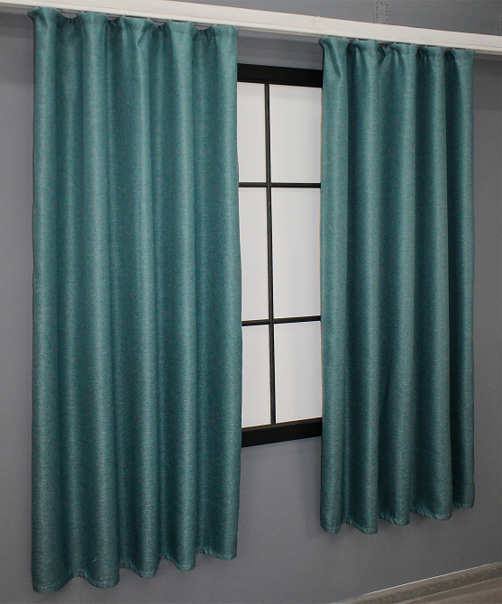 Комплект коротких штор VR-Textil Льон-блекаут Льон Мішковина № 511ш Бірюзовий 130х170см 2 шт (35-0098) Київ - фото 4