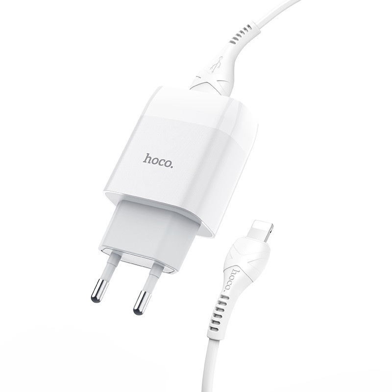 Сетевое зарядное устройство с кабелем HOCO C73A Glorious dual port charger set (iP)(EU) White Одесса - изображение 3